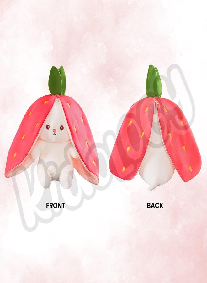 Kidology Plush Toy Pillow, Reversible, Cute Rabbit Sofa Pillow, Easter Bunny Stuffed Animal Cute Rabbit Plushie Birthday Gift for Boys Girls Valentine (Small, Strawberry Bunny) - Image 4